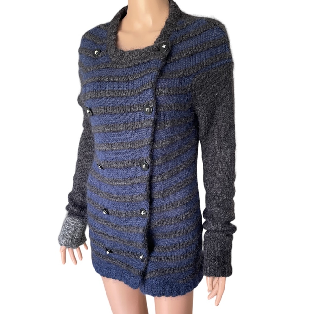 Barney’s New York Mohair Striped Double Breasted Cardigan